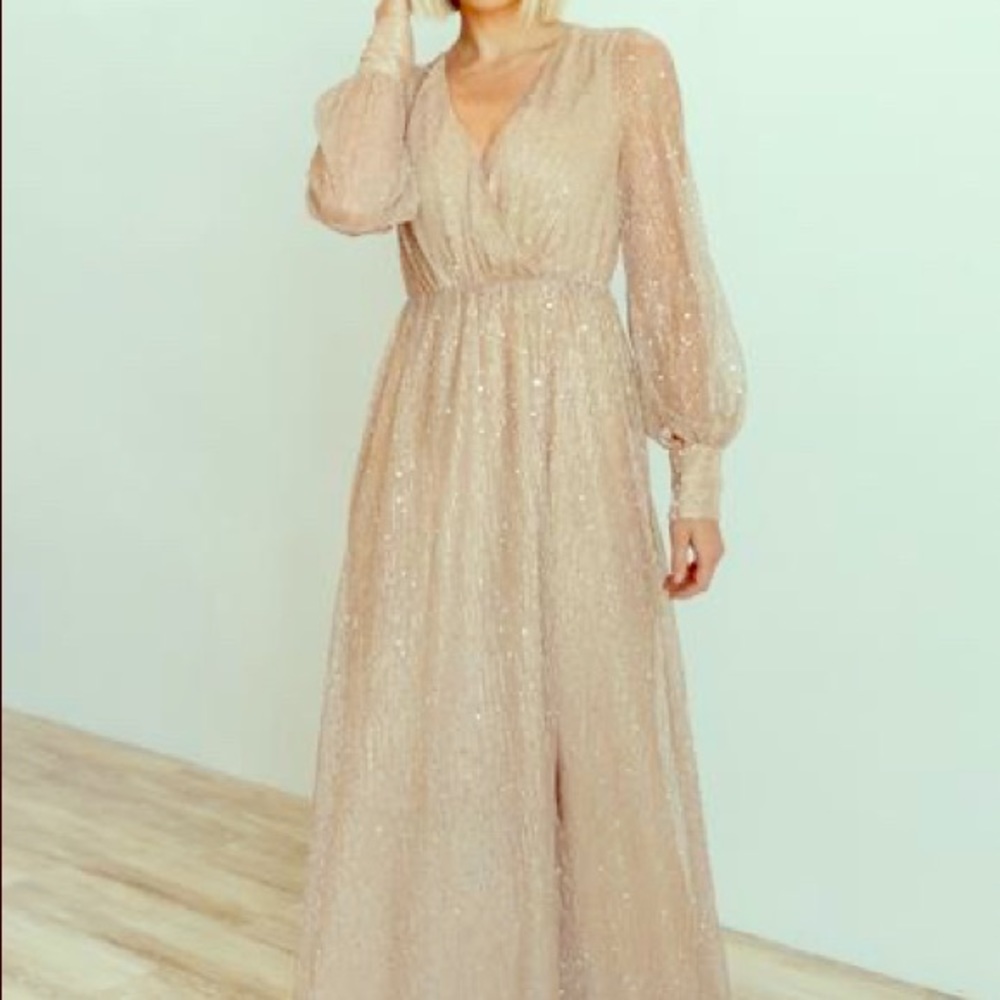 Soft pink shimmer bridesmaids dress